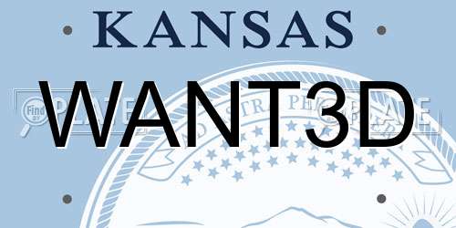 WANT3D Kansas License Plate