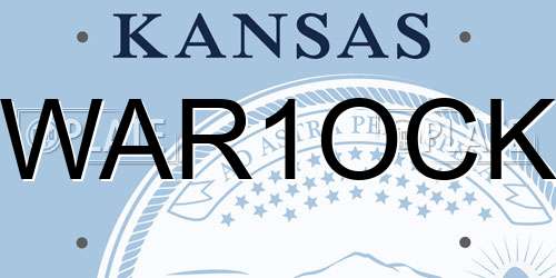 WAR1OCK Kansas License Plate