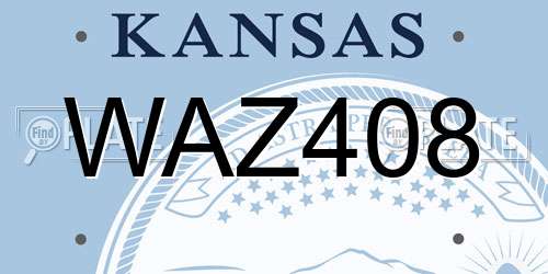WAZ408 Kansas License Plate