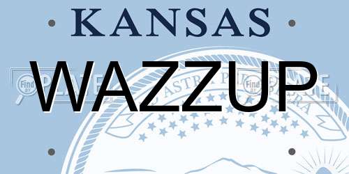 WAZZUP Kansas License Plate