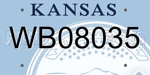 WB08035 Kansas License Plate