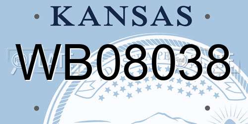 WB08038 Kansas License Plate