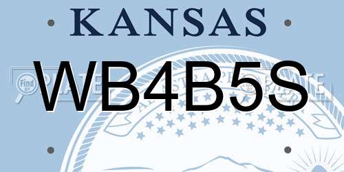WB4B5S Kansas License Plate