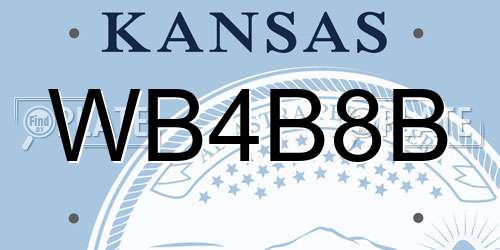 WB4B8B Kansas License Plate