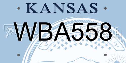 WBA558 Kansas License Plate