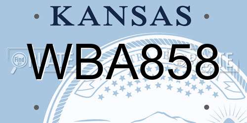 WBA858 Kansas License Plate