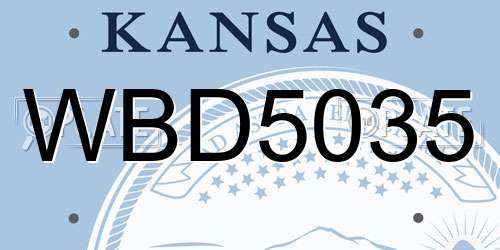 WBD5035 Kansas License Plate