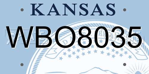 WBO8035 Kansas License Plate
