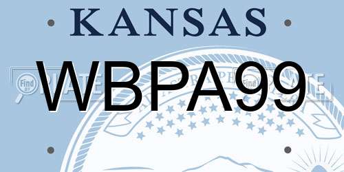 WBPA99 Kansas License Plate