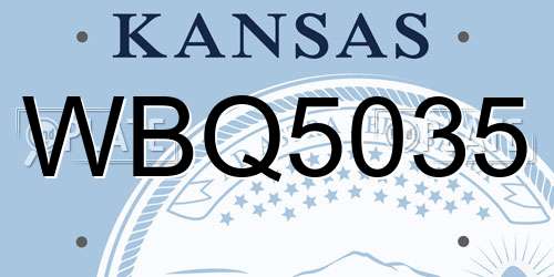 WBQ5035 Kansas License Plate