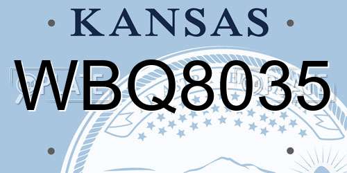 WBQ8035 Kansas License Plate