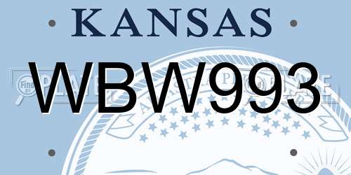 WBW993 Kansas License Plate