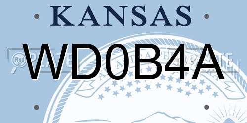 WD0B4A Kansas License Plate