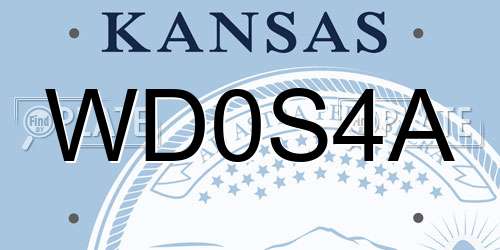 WD0S4A Kansas License Plate