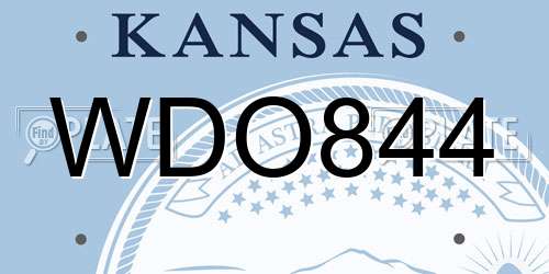 WDO844 Kansas License Plate