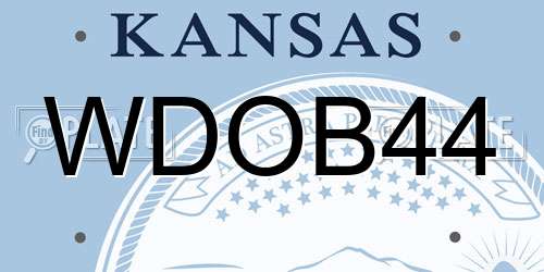 WDOB44 Kansas License Plate