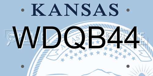 WDQB44 Kansas License Plate