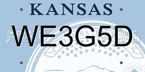WE3G5D Kansas License Plate