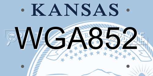 WGA852 Kansas License Plate