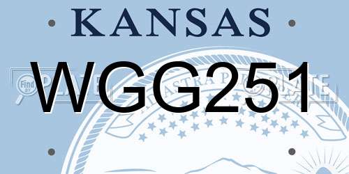 WGG251 Kansas License Plate