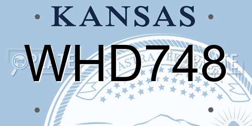 WHD748 Kansas License Plate