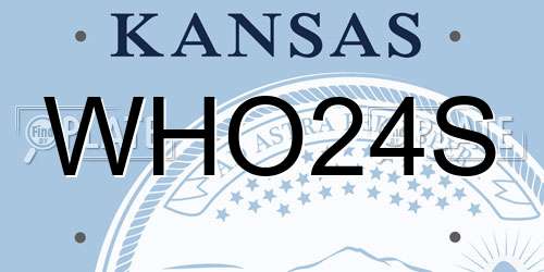 WHO24S Kansas License Plate
