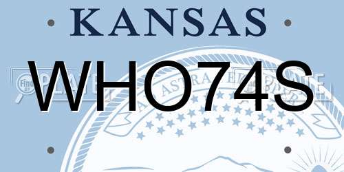 WHO74S Kansas License Plate