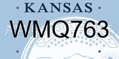 WMQ763 Kansas License Plate