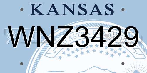 WNZ3429 Kansas License Plate