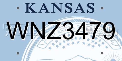 WNZ3479 Kansas License Plate