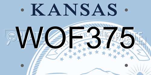 WOF375 Kansas License Plate