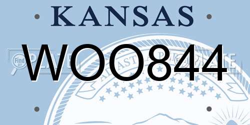 WOO844 Kansas License Plate