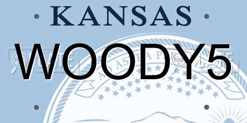 WOODY5 Kansas License Plate