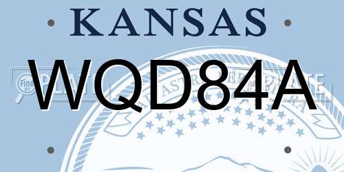 WQD84A Kansas License Plate