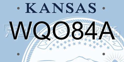 WQO84A Kansas License Plate