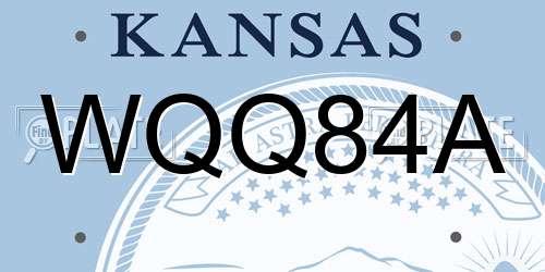 WQQ84A Kansas License Plate