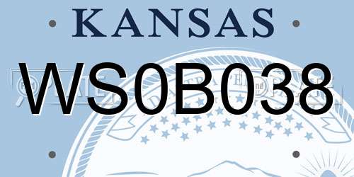 WS0B038 Kansas License Plate