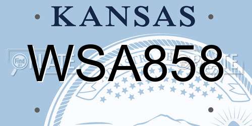 WSA858 Kansas License Plate