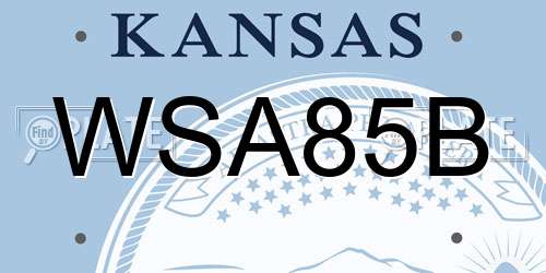 WSA85B Kansas License Plate