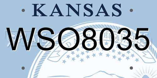 WSO8035 Kansas License Plate