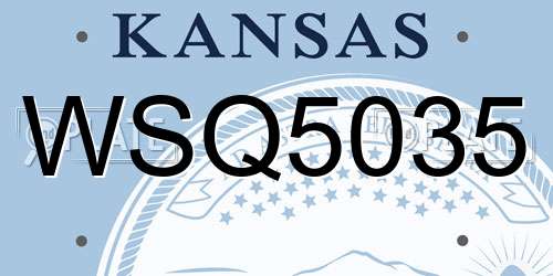 WSQ5035 Kansas License Plate