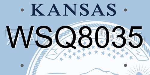 WSQ8035 Kansas License Plate