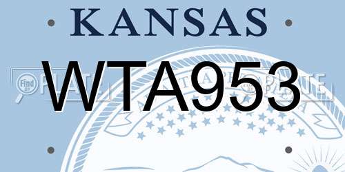 WTA953 Kansas License Plate