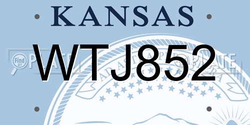 WTJ852 Kansas License Plate