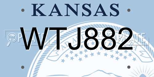 WTJ882 Kansas License Plate