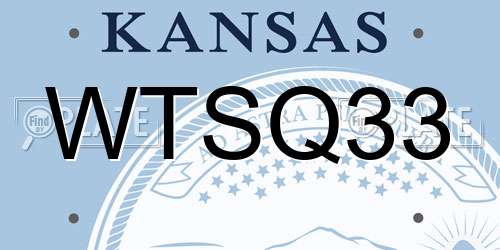 WTSQ33 Kansas License Plate