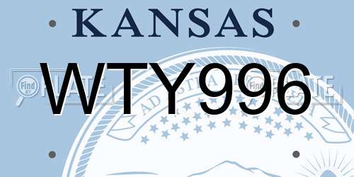 WTY996 Kansas License Plate
