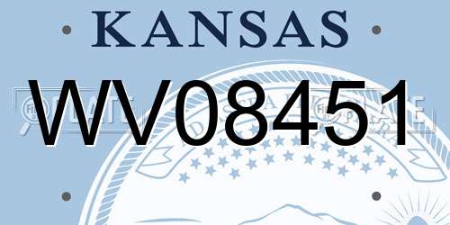 WV08451 Kansas License Plate