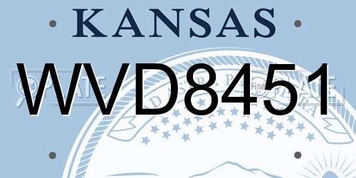 WVD8451 Kansas License Plate
