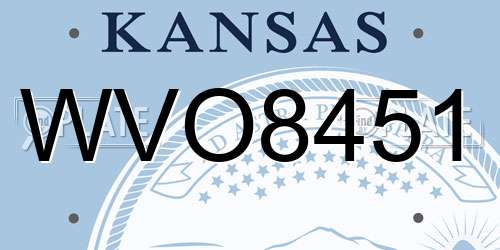 WVO8451 Kansas License Plate